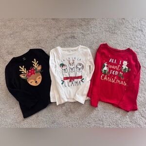 Girls Holiday Shirts - Black, White, Red